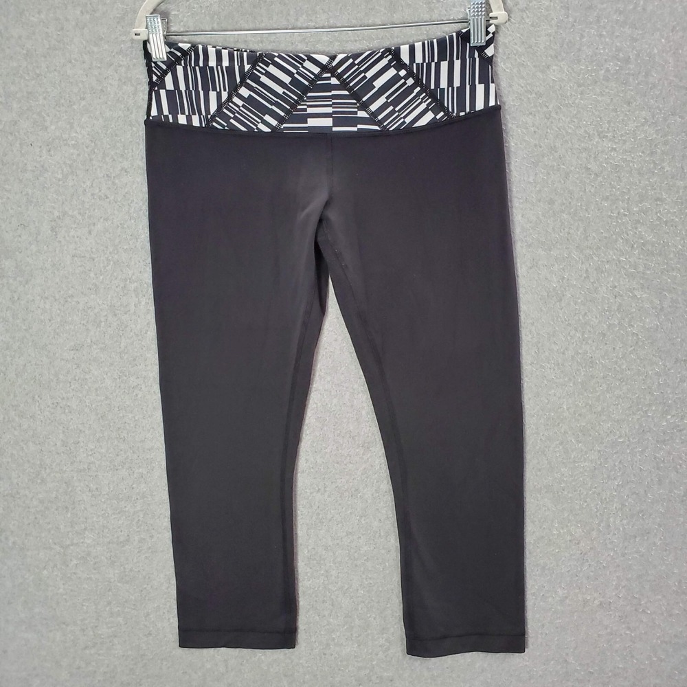 Lululemon Women Activewear Pants 10 Black Leggings Wunder Under Crop White